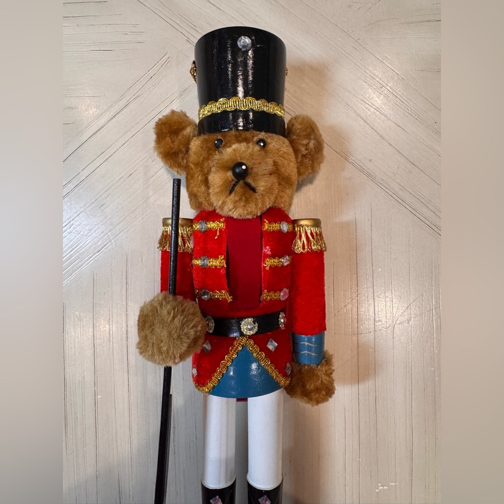 Martha Stewart Holiday 2013 Teddy Bear Nutcracker 14” Wooden Christmas Figurine - Picture 2 of 13